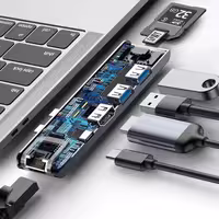 هاب USB-C باسئوس مدل CAHUB-L0G با هفت پورت