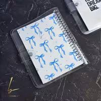 كلاسور شفاف سايز A5 طرح پاپیون آبی