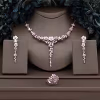 سرویس صدفی نقره زنانه جواهری مدل NEC C7