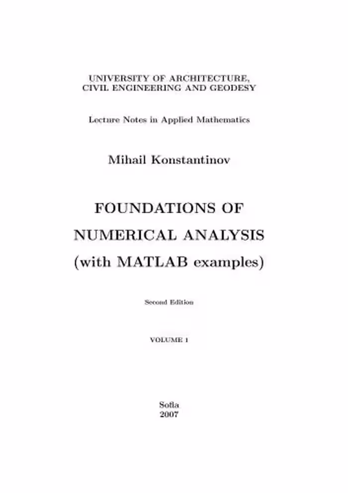 خرید و دانلود نسخه کامل کتاب Foundations of numerical analysis (with MatLab examples). Vol. 1