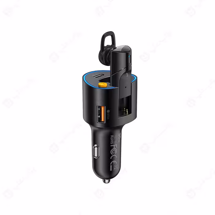 شارژر فندکی 36 وات رسی مدل RQ07 با هندزفری بلوتوثی تک گوش