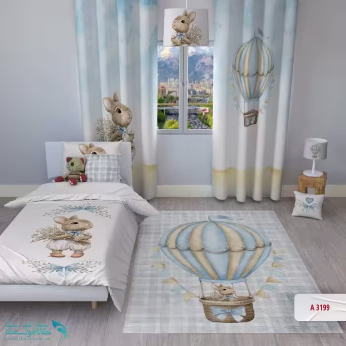 روتختی اتاق کودک طرح بالن خرگوش سایز یکنفره کد A3199