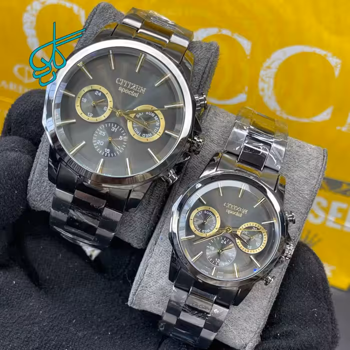 خرید ست ساعت زنانه و مردانه سیتیزن اسپشیال موتور ژاپن کیفیت عالی سه موتور فعال جنس استیل رنگ ثابت کد 2116150 - ردگل