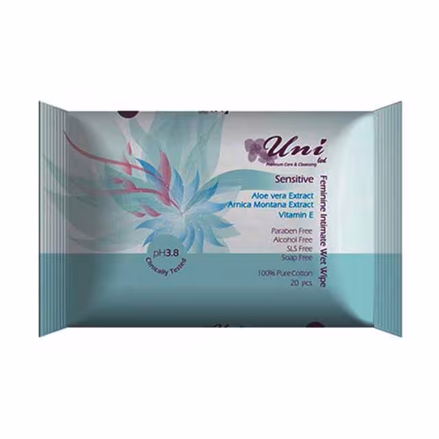 دستمال مرطوب بهداشتی بانوان حساس یونی لد 20 برگی