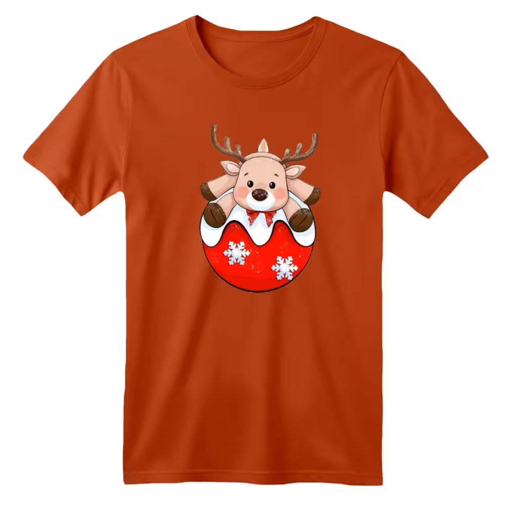 تی شرت آستین کوتاه بچگانه مدل گوزن کریسمس کد 4 رنگ آجری