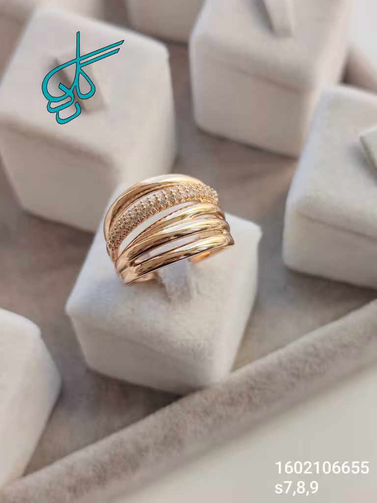 خرید انگشتر مارک ژوپینگ کیفیت عالی رنگ ثابت نگین دار چند لاین کد 2016403 - ردگل