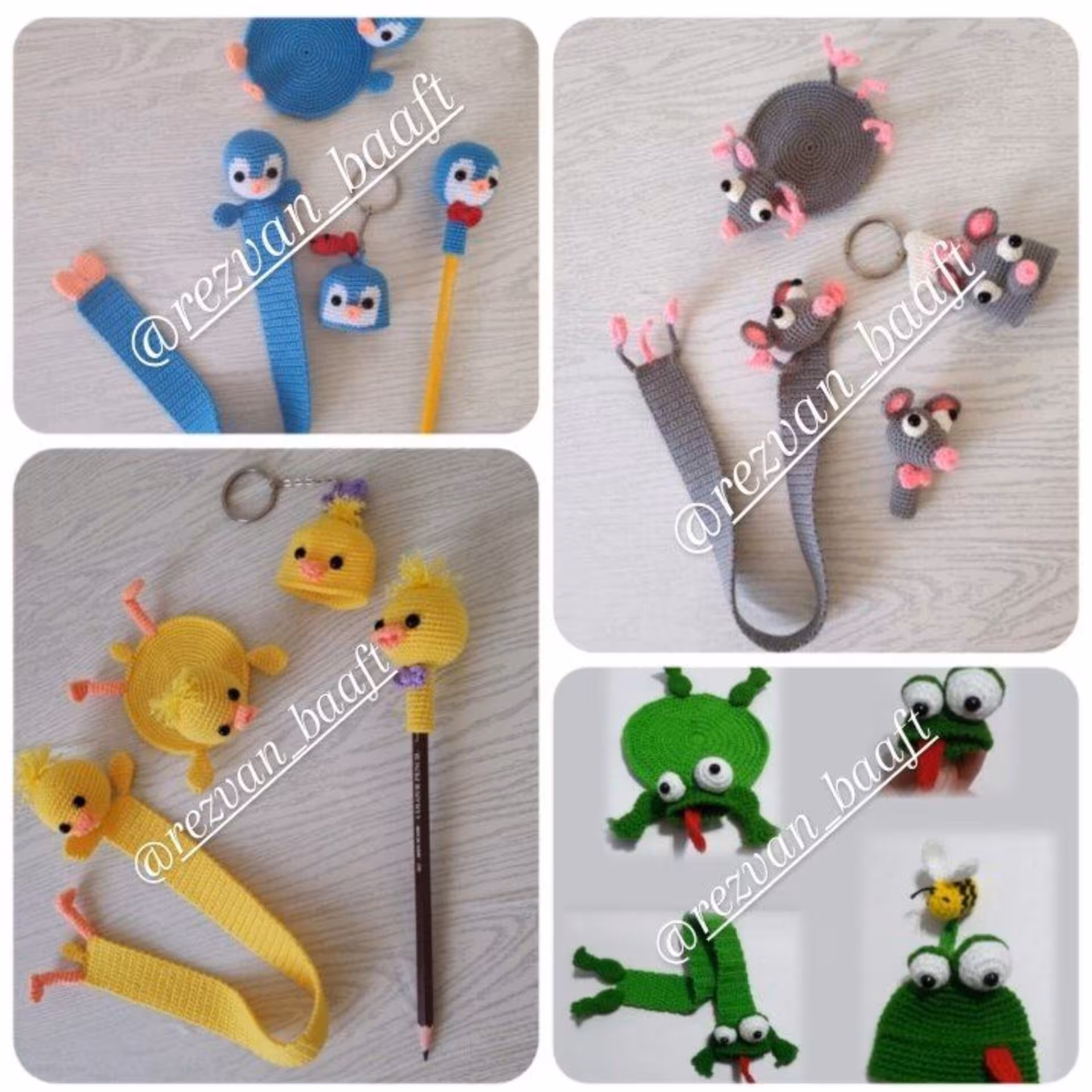 ست لوازم التحریر قلاب بافی در طرح های مختلف شامل زیر لیوانی، سرمدادی،جا کلیدی،نشانه گزار کتاب. ارائه بصورت تک و ست