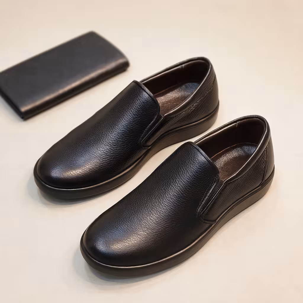 کفش چرم مردانه طبی کد TB018BK رنگی مشکی