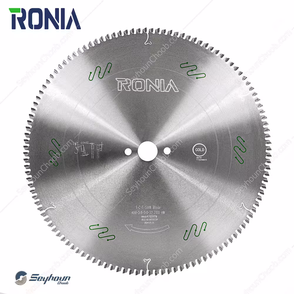 تیغ اره الماسه آلومینیوم بر قطر 40 سانتی متر 120 دندانه رونیا مدل RONIA RSB-AL40012032T