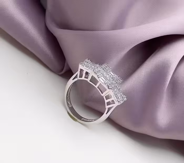 انگشتر جواهری نقره زنانه کد 10291