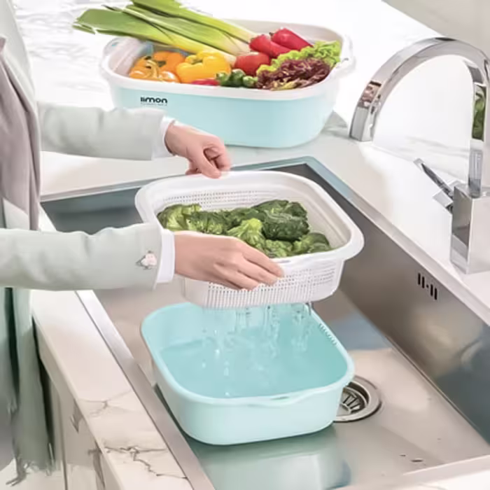 سرویس 8 پارچه آبکش و لگن نسیم لیمون