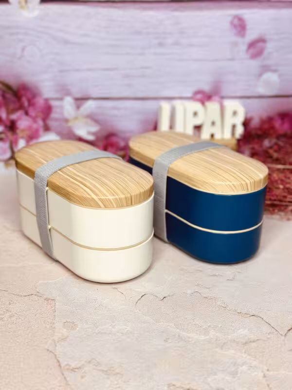 لانچ باکس 2 طبقه طرح چوبی کد 8341