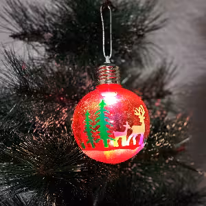 اویز گوی چراغدار طرح گوزن 7 سانت کد 199