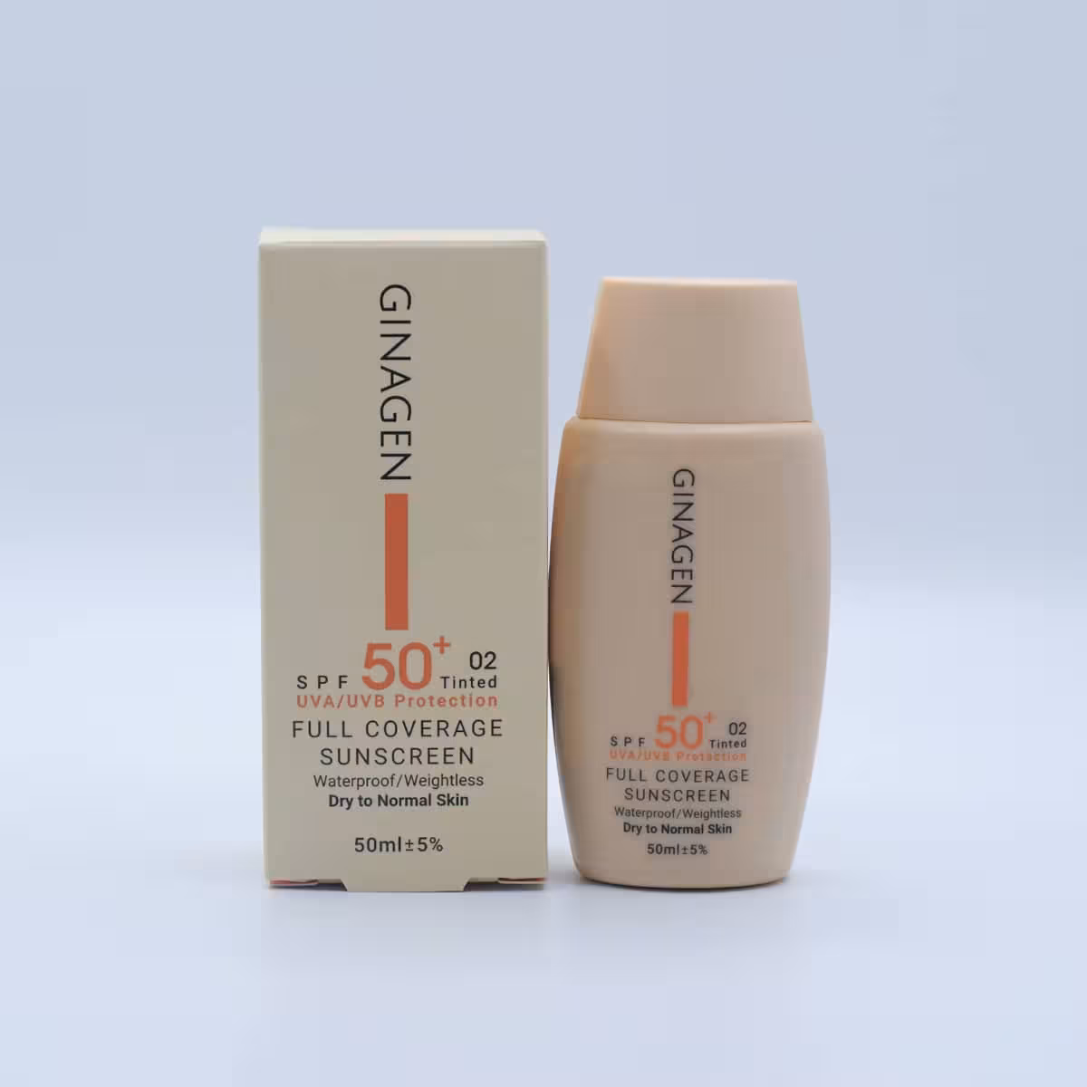 کرم ضد افتاب رنگی مناسب پوست خشک و نرمال ژیناژن (SPF50  (02