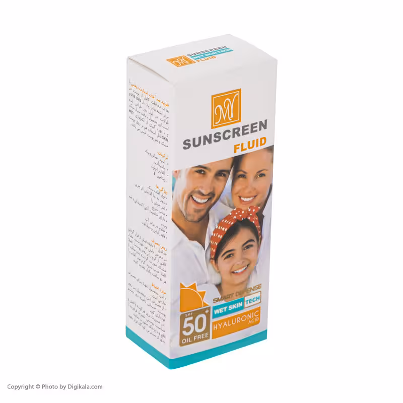 فلوئید ضد آفتاب بی رنگ مای SPF50 مناسب انواع پوست حجم 50 میلی لیتر