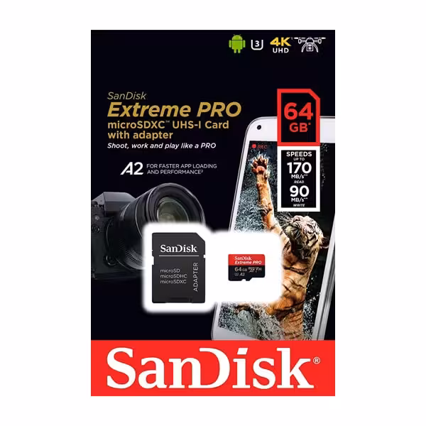 رم سن دیسک MicroSD Extreme Pro ظرفیت 64 گیگابایت A2