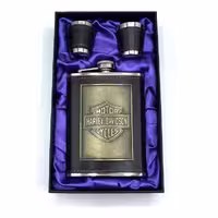 ست قمقمه جیبی استیل  روکش چرم هارلی کد s550322