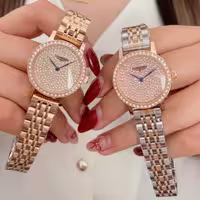 ساعت مچی زنانه بند استیل لوکس لونجین نگینی ضدآب