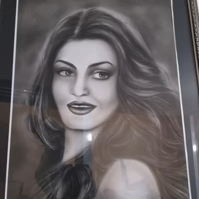 سیاه قلم چهره بانوی هنر هندوستان