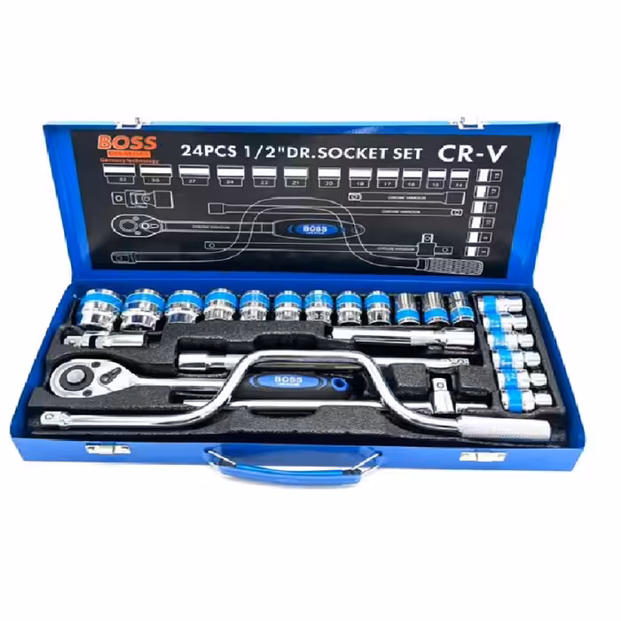 جعبه بکس فلزی باس مدل BS_123T160_24 مجموعه 24 عددی | کالا مکس