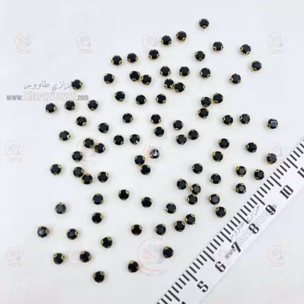 نگین پایه دار سایز 20 ( مشکی ) پایه طلایی بسته 150 عددی