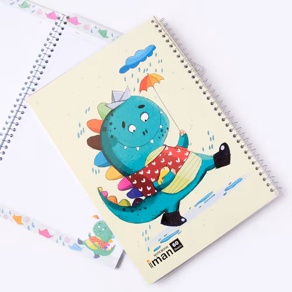 دفتر خط دار حاشیه دار دایناسور ایمان (iman)