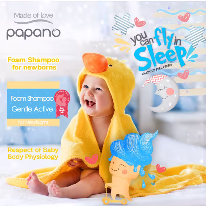 شامپو فوم نوزاد پاپانو مدل foam shampoo حجم 150 میلی لیتر