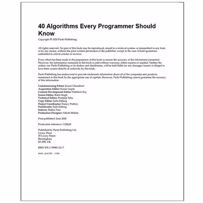 کتاب 40Algorithms Every Programmer Should Know اثر Imran Ahmad انتشارات رایان کاویان