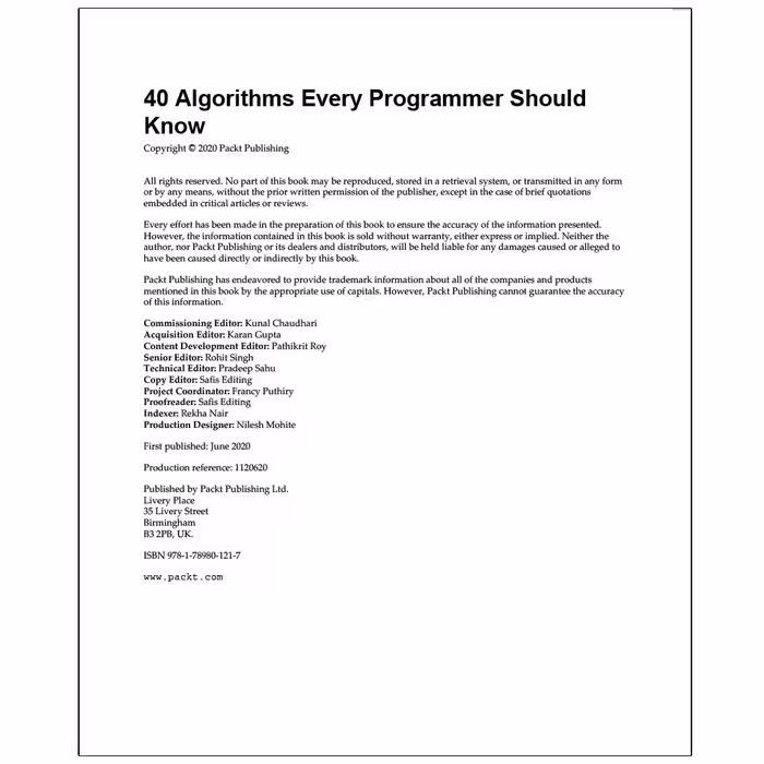 کتاب 40Algorithms Every Programmer Should Know اثر Imran Ahmad انتشارات رایان کاویان