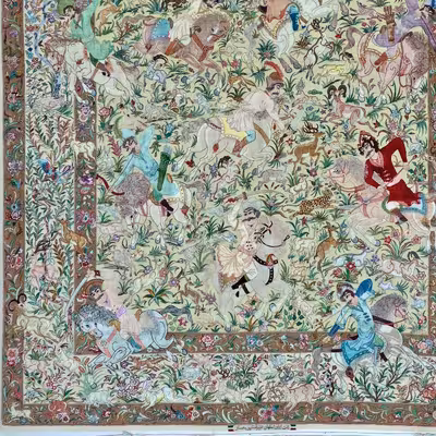 فرش دستباف 12 متری پورمعمار مدل شکارگاه کد 110