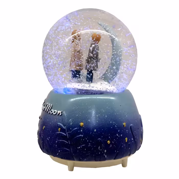 گوی موزیکال مدل چراغ دار اولین دیدار عاشقانه در کنار ماه