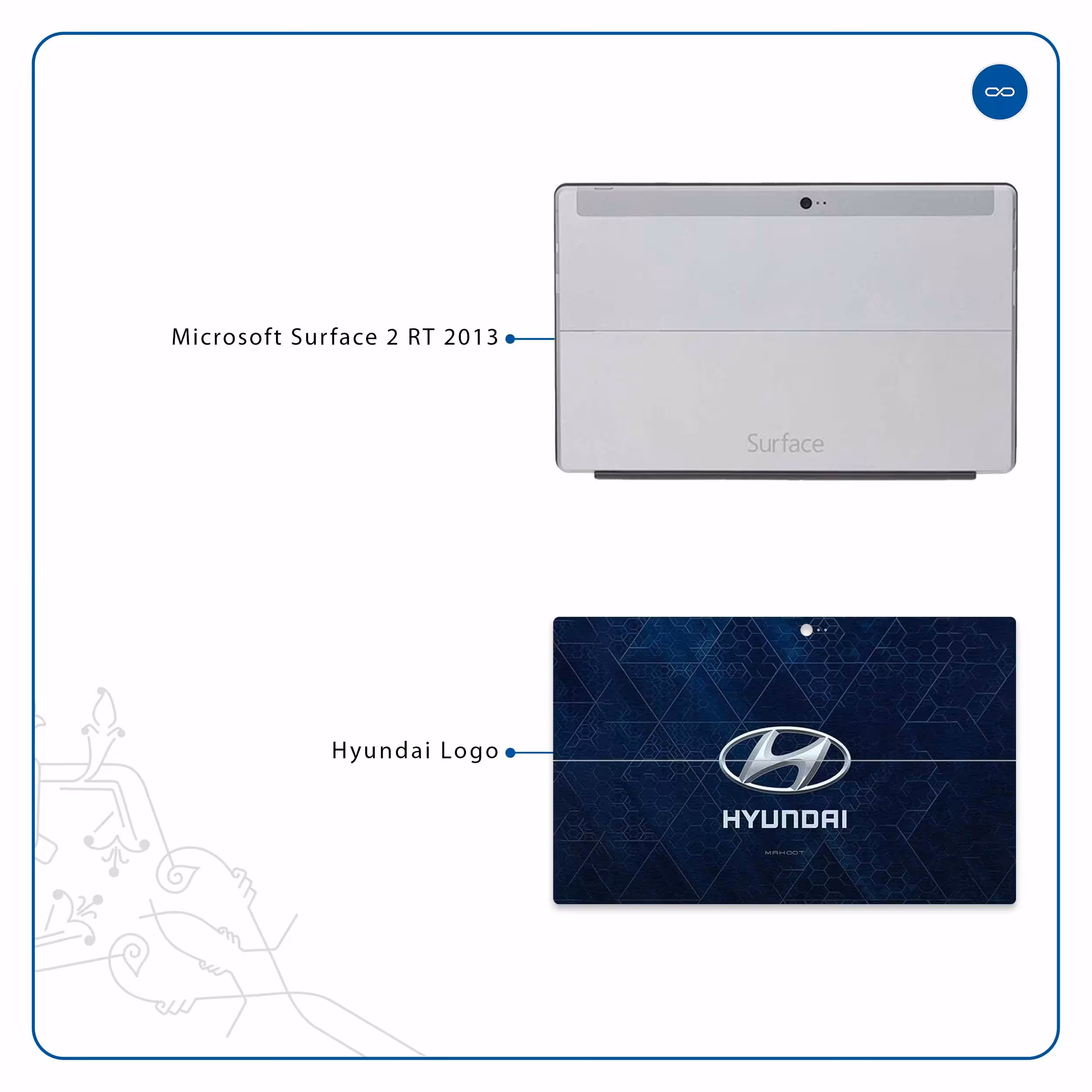 برچسب پوششی ماهوت مدل Hyundai-Logo مناسب برای تبلت مایکروسافت Surface 2 RT 2013