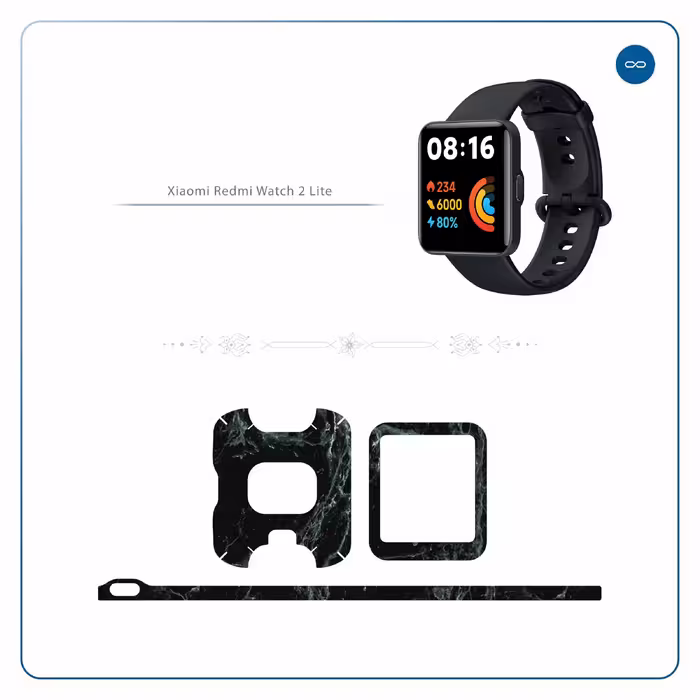 برچسب ماهوت طرح Graphite_Green_Marble مناسب برای ساعت هوشمند شیائومی Redmi Watch 2 Lite