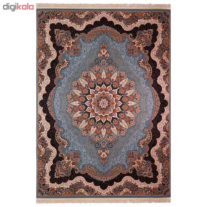 فرش ماشینی زمرد مشهد مدل کیمیا زمینه آبی
