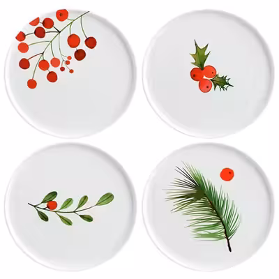 بشقاب دیوارکوب سفالی مدل برگ و میوه کد 002 مجموعه 4 عددی