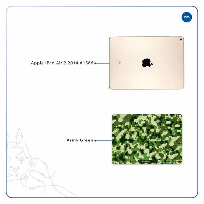 برچسب پوششی ماهوت مدل Army-Green-2 مناسب برای تبلت اپل iPad Air 2 2014 A1566