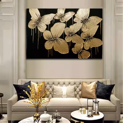 تابلو نقاشی ورق طلا مدل نقش برجسته طرح پروانه کد 230