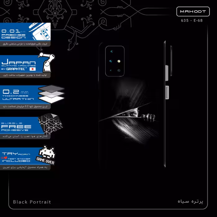 برچسب پوششی ماهوت مدل Black Portrait-FullSkin مناسب برای گوشی موبایل شیائومی Redmi 10