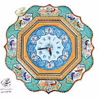 ساعت خاتم کاری گل و مرغ سبز با صفحه میناکاری