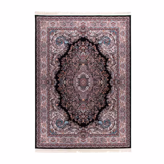 فرش ماشینی دنیای فرش طرح 44 زمینه سورمه ای