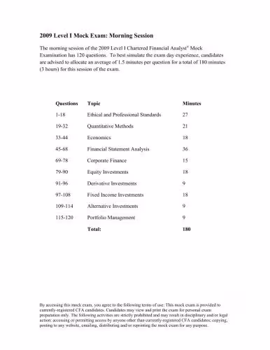 خرید و دانلود نسخه کامل کتاب Schweser 2009 CFA Mock Exam Morning
