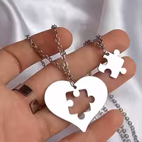 گردنبند ست کاپلی استیل پازل قلبی کد203