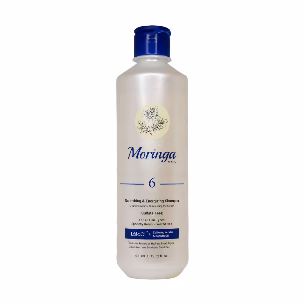 شامپو مغذی و انرژی بخش 6 مورینگا امو مناسب انواع مو | Moringa EMO Nourishing and Energizing Shampoo 6 Sulfate Free all Hair