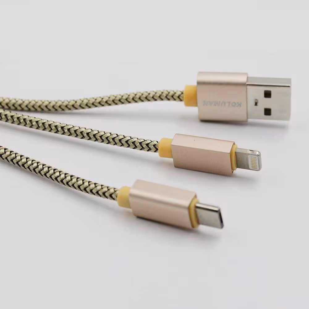 کابل شارژ پاوربانک دوکاره آیفون و اندروید کلومن Koluman KD-22 1 IN 2 Charge Cabl