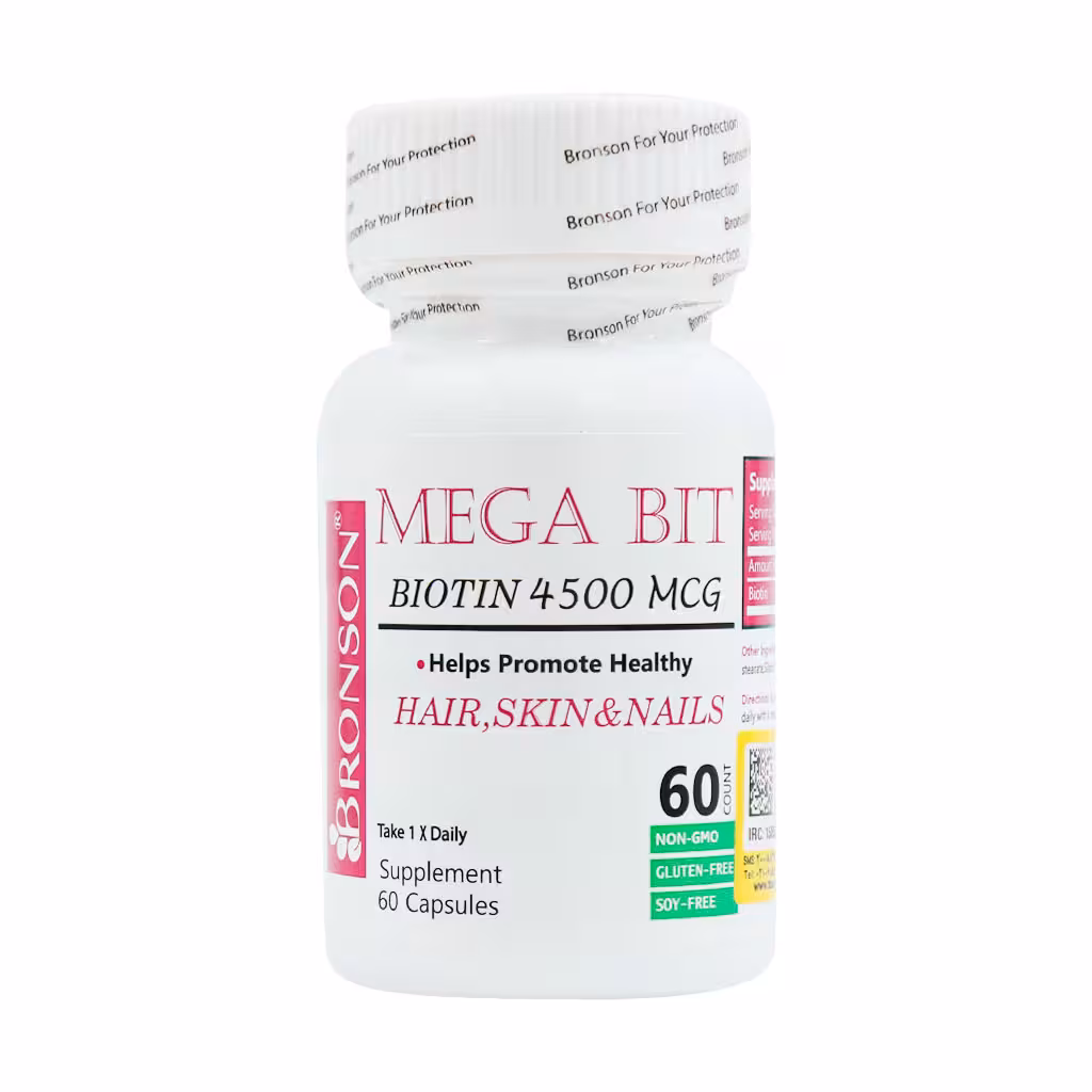 کپسول بیوتین مگابیت 4500 میکروگرم برونسون | Bronson Mega Bit Biotin 4500 Mcg