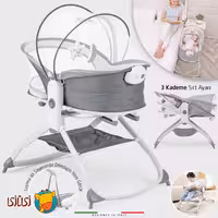 گهواره و کریر 6کاره کنار تخت مادر اله‌له مدل میرا رنگ طوسی تیره