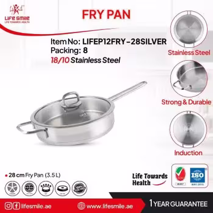 ماهیتابه استیل لایف اسمایل مدل LIFEP12FRY با کف القایی سایز28 (اصل)