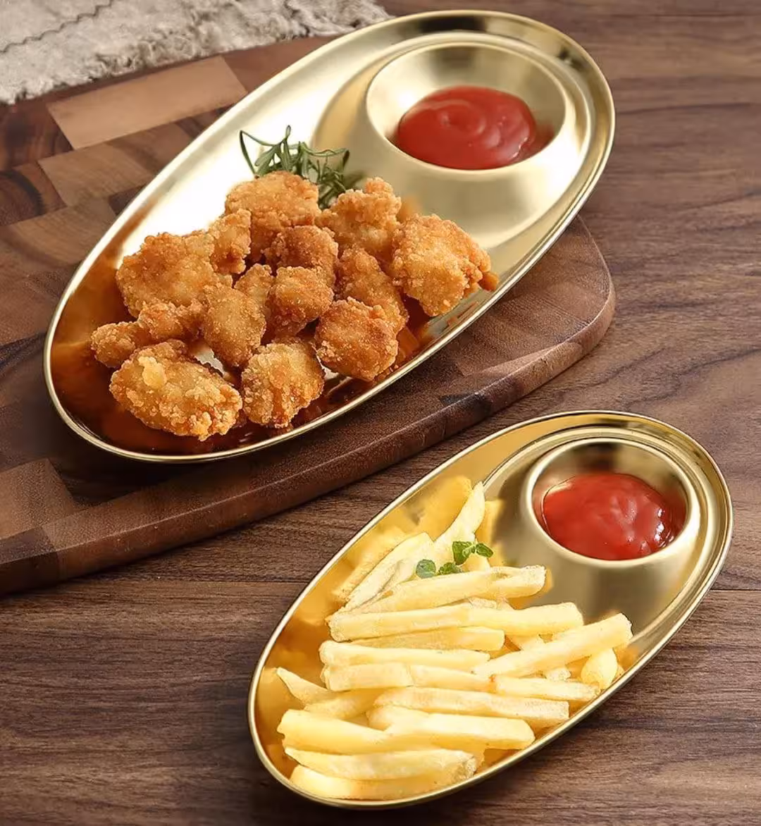 اردو خوری بیضی استیل طلایی 2سایز