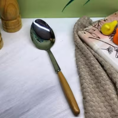 قاشق خورشت دسته چوبی