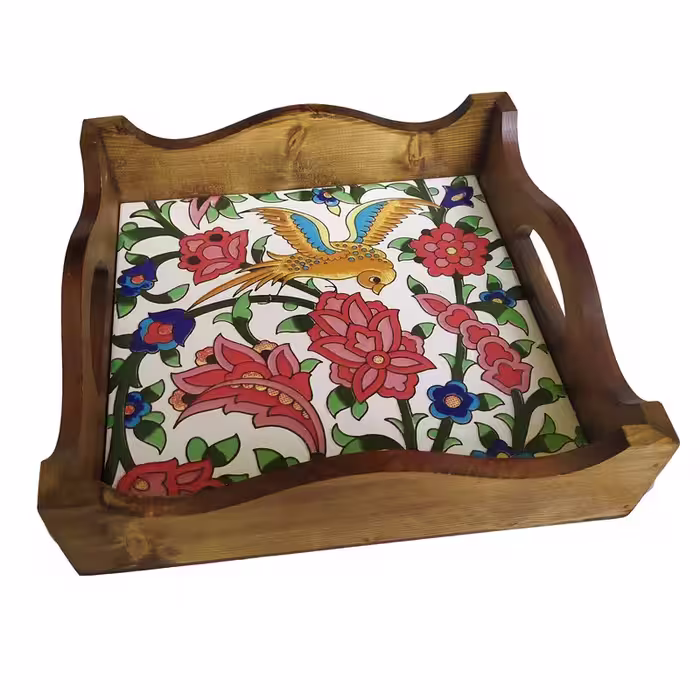 سینی چوبی طرح کاشی